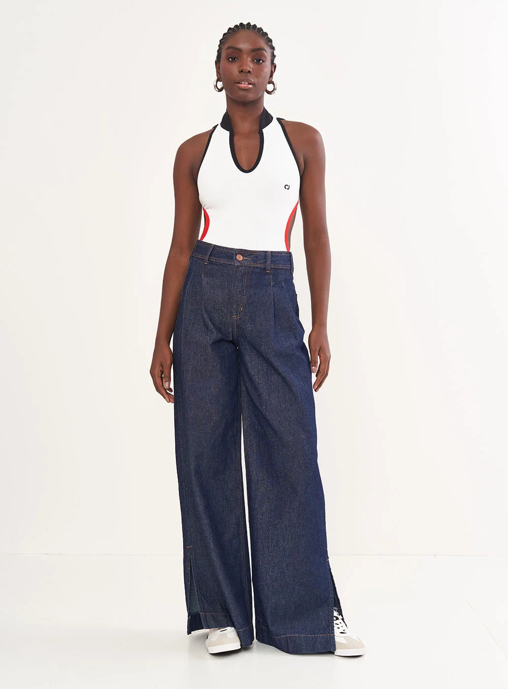 Calça Feminina Jeans Ampla - Silvia