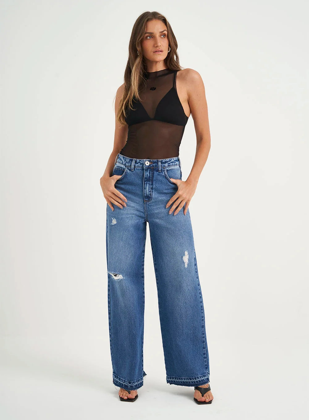 Calça Feminina Jeans Wide Leg Low Bruna