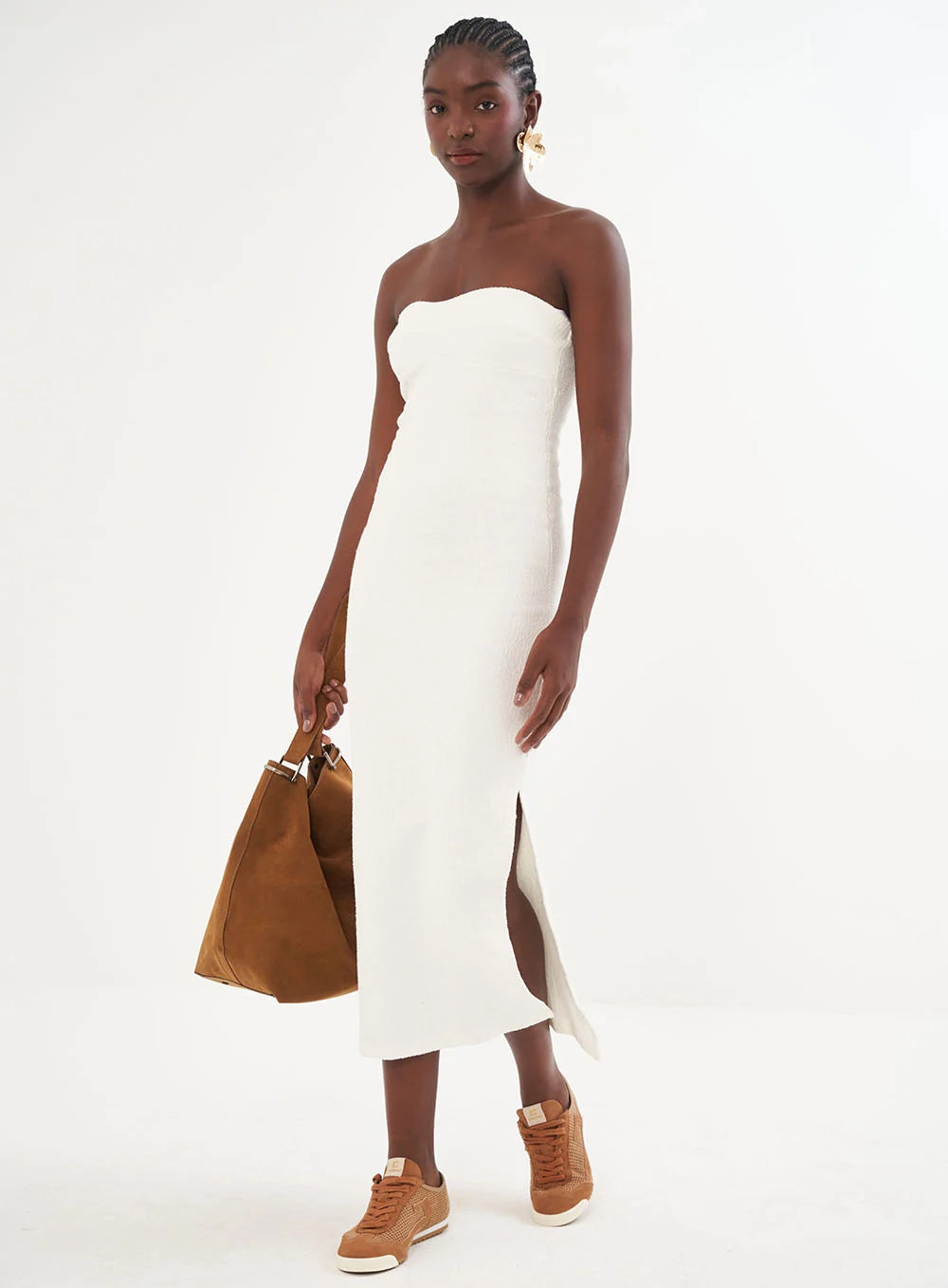 Vestido Texturizado Midi Sem Mangas