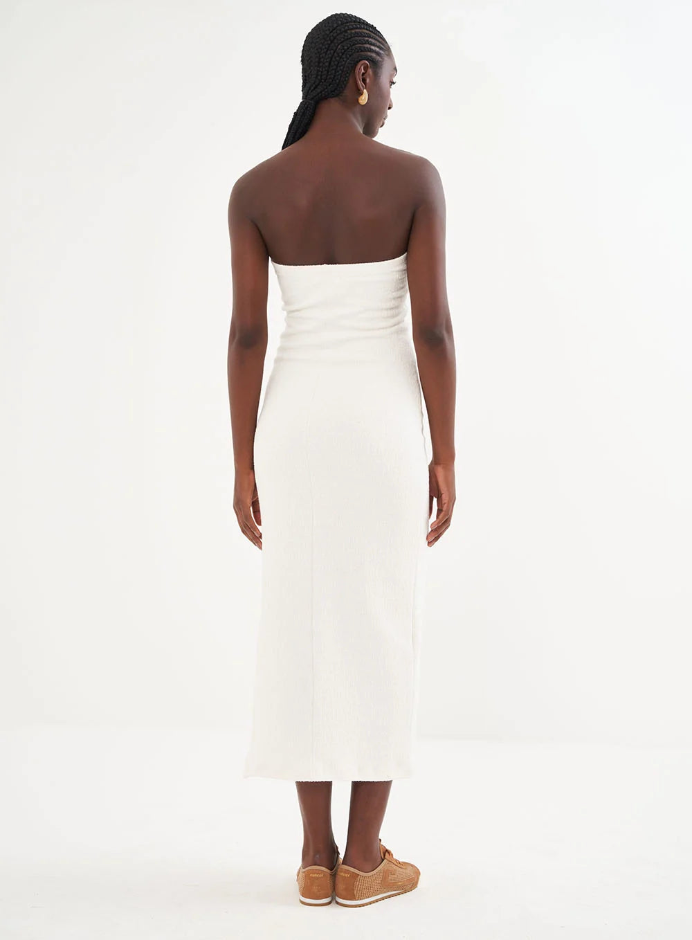 Vestido Texturizado Midi Sem Mangas