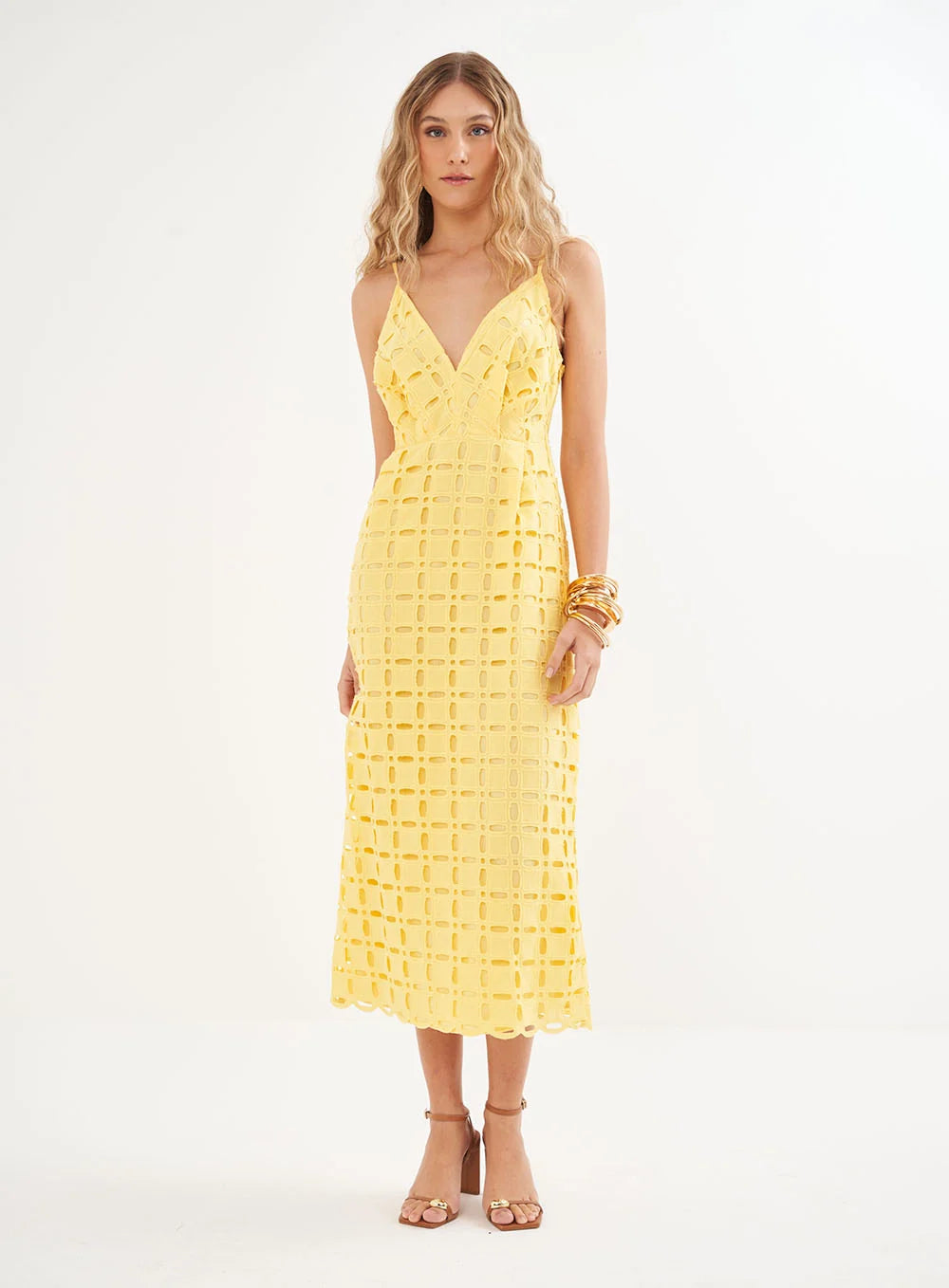 Vestido Midi Laise Decote Em V - Riviera