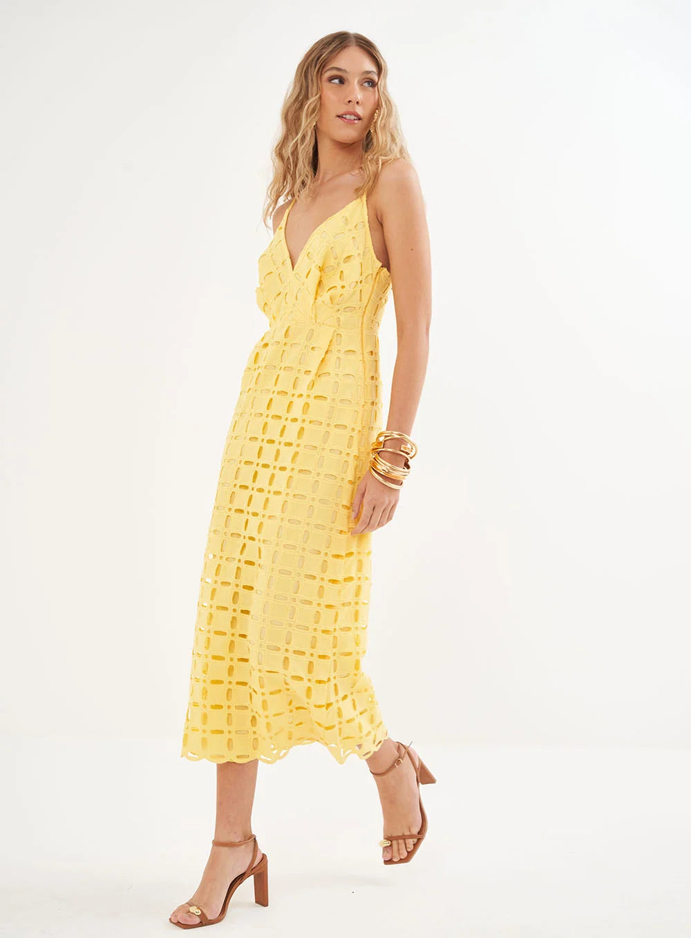 Vestido Midi Laise Decote Em V - Riviera