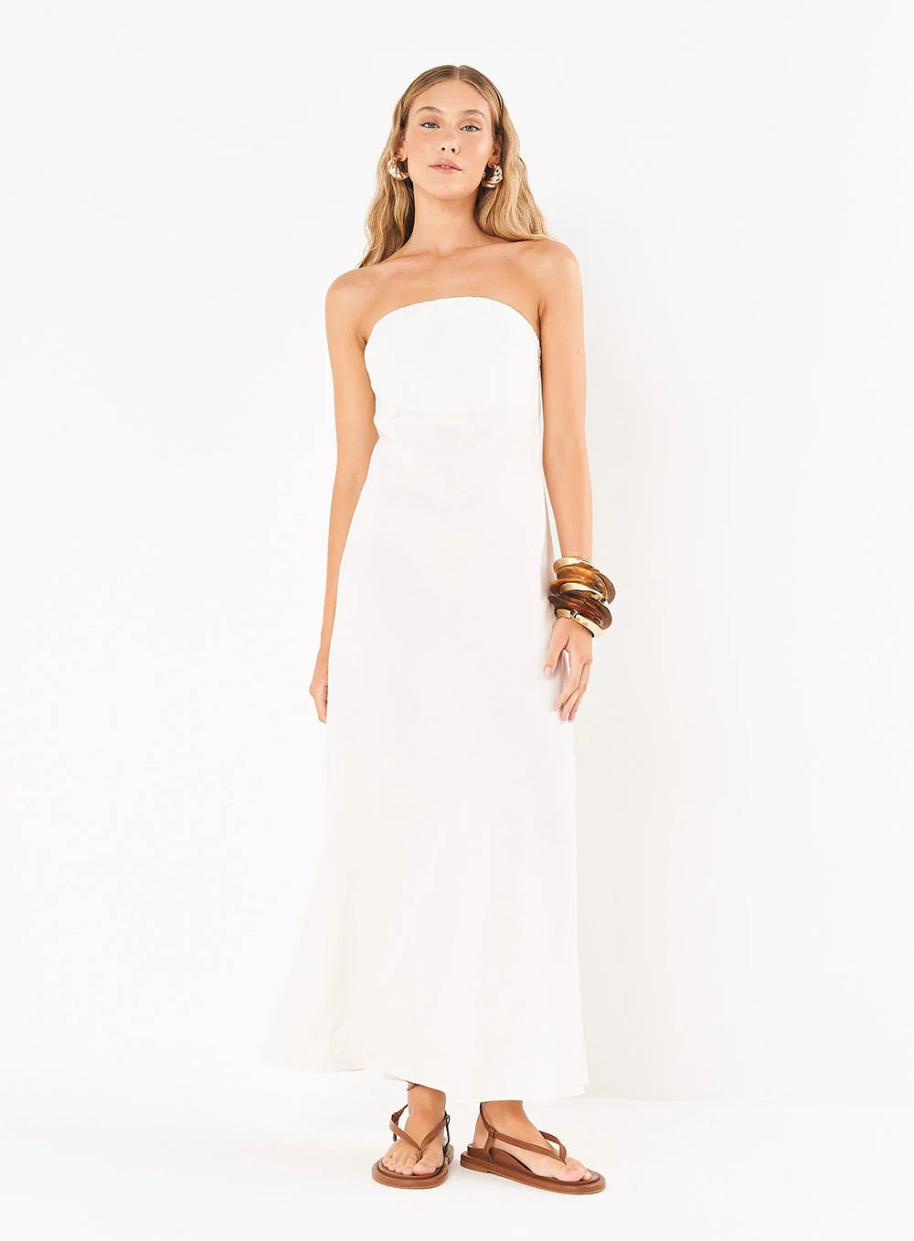 Vestido Linho Longo Sem Alças - Riviera