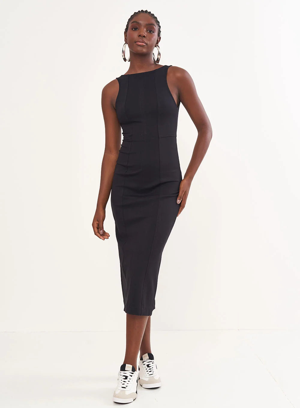 Vestido Midi Justo Decote Costas