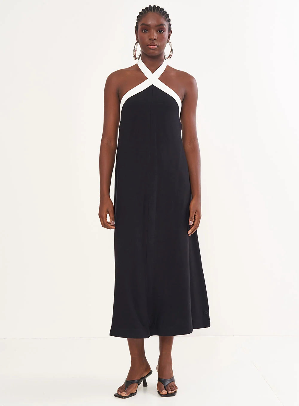 Vestido Midi Halter Com Amarração