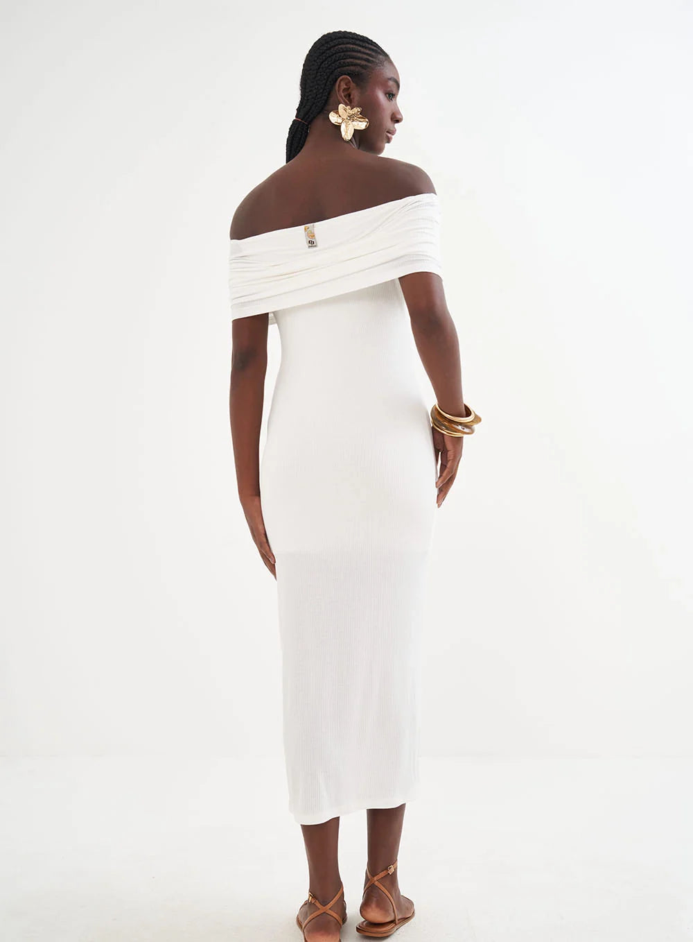 Vestido Midi Ombro À Ombro