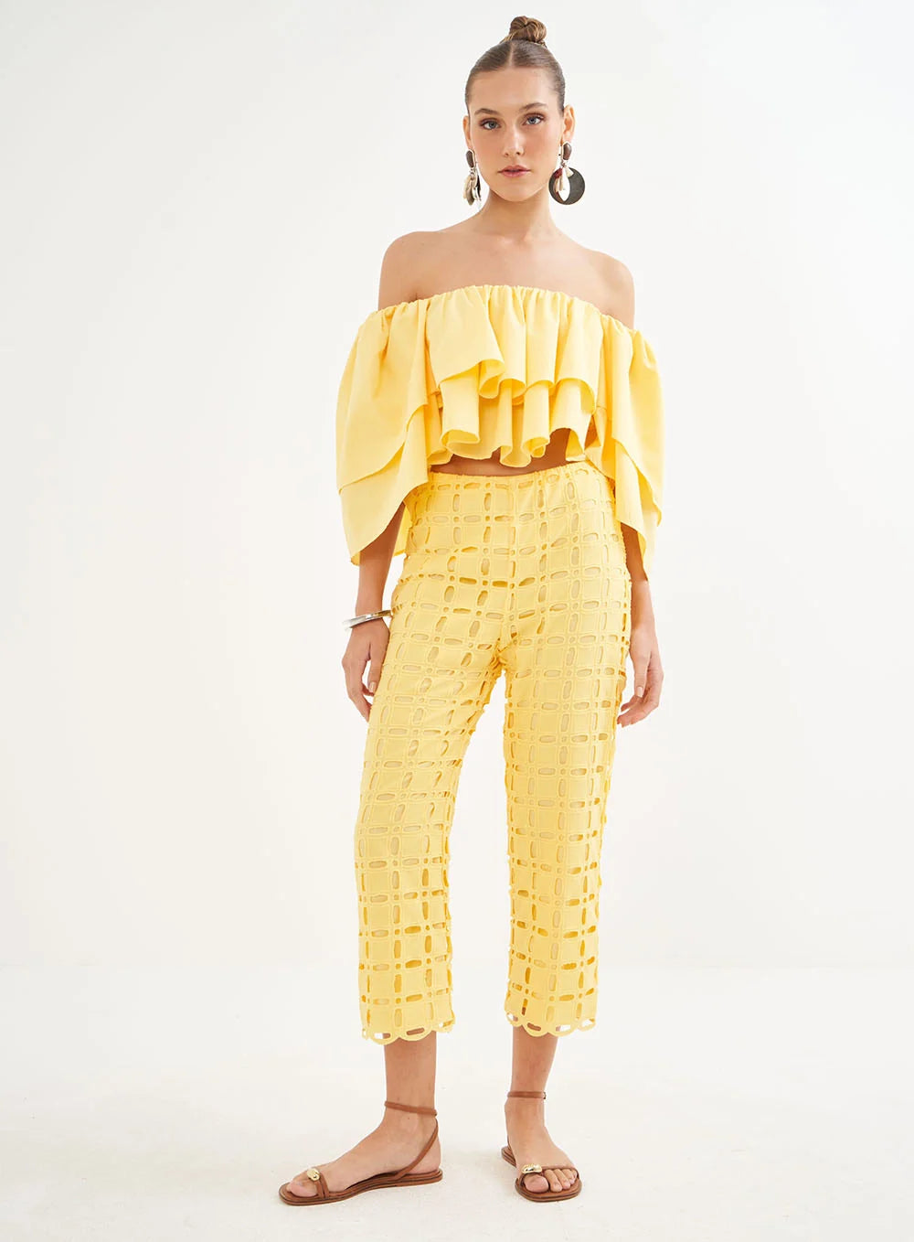 Blusa Encurtada Com Babados - Riviera